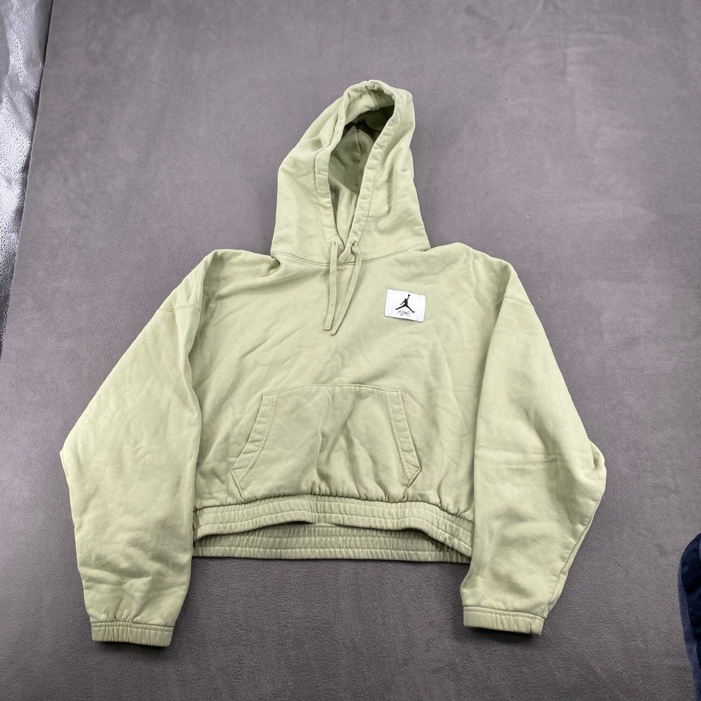 Jordan‎ Flight Women Loose Fit Cropped Hoodie Sage Green Jumpman Medium